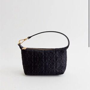 Ganni small black satin butterfly pouch